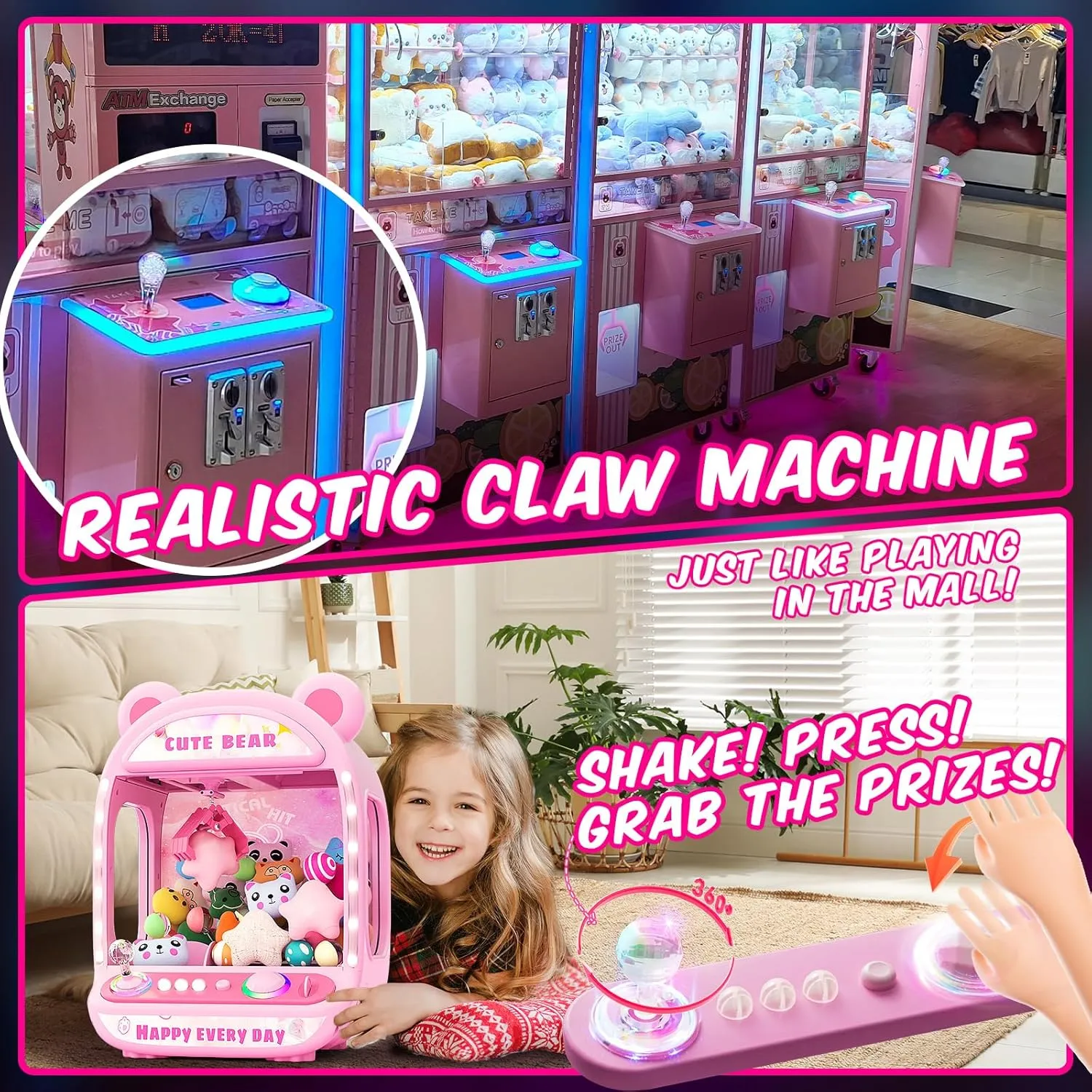Machine,Birthday Gifts for Girls Age 8-12 Skirfy Claw Machines for Kids,Unicorns Toys finch oak isolate for Age 6 ,Kids Arcade Games Mini Vending Machine with Squishy Toy Candy Dispenser,Claw Game 