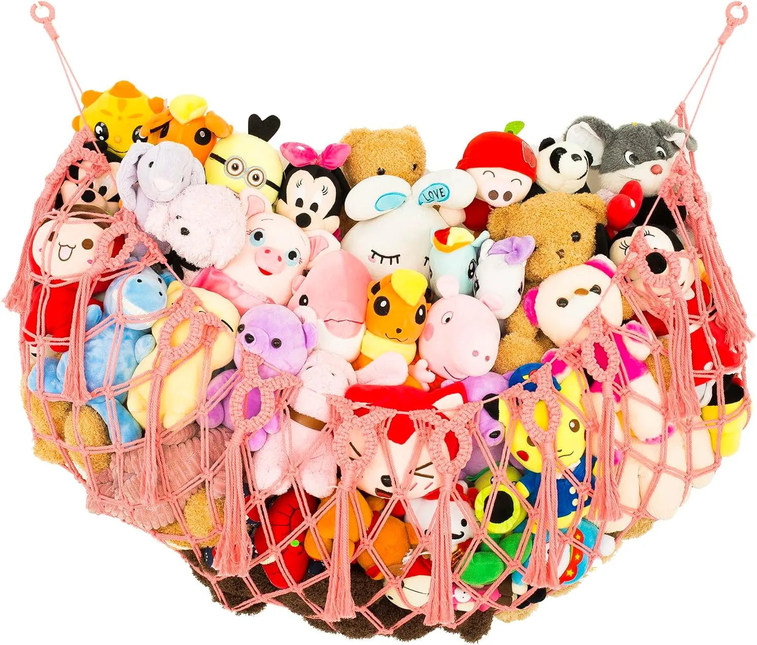 Macrame embody substantial cram Toy Hammock Plush Display (Pink) Large Stuffed Animal Net or Hammock for Flat Wall Mounted Handmade 