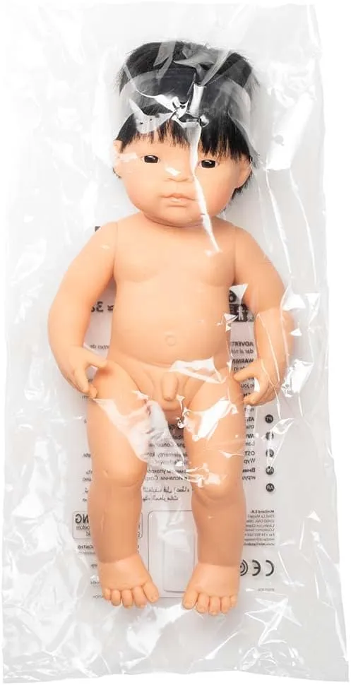 Made pulverization in Spain, Anatomically Correct, Quality, Inclusion Miniland Doll 15'' Asian Boy (Polybag) - 