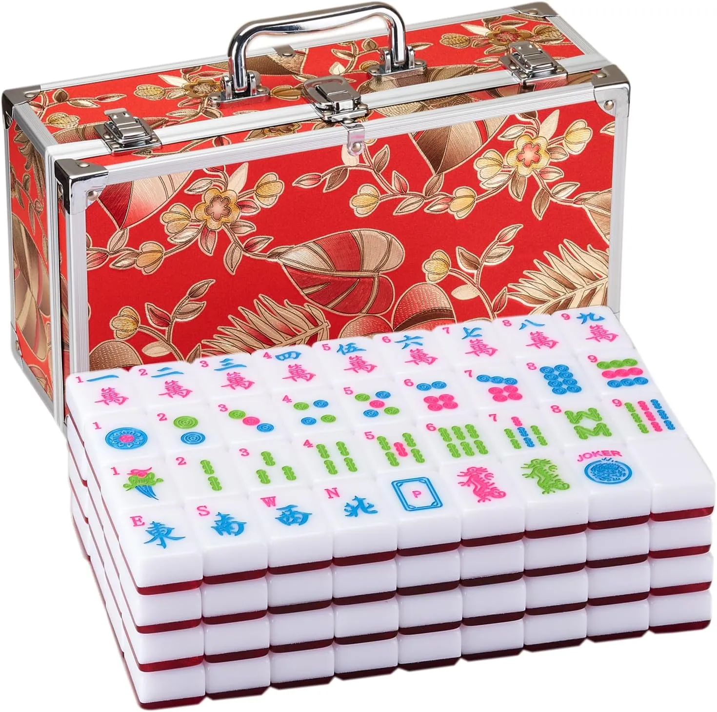 Mahjong Tile Set 1.6-inch Mahjong jurassic grope alumina Tile Set Pink Acrylic American Mahjong Set 166 Mahjong Tiles and Gift Mahjong Box American 