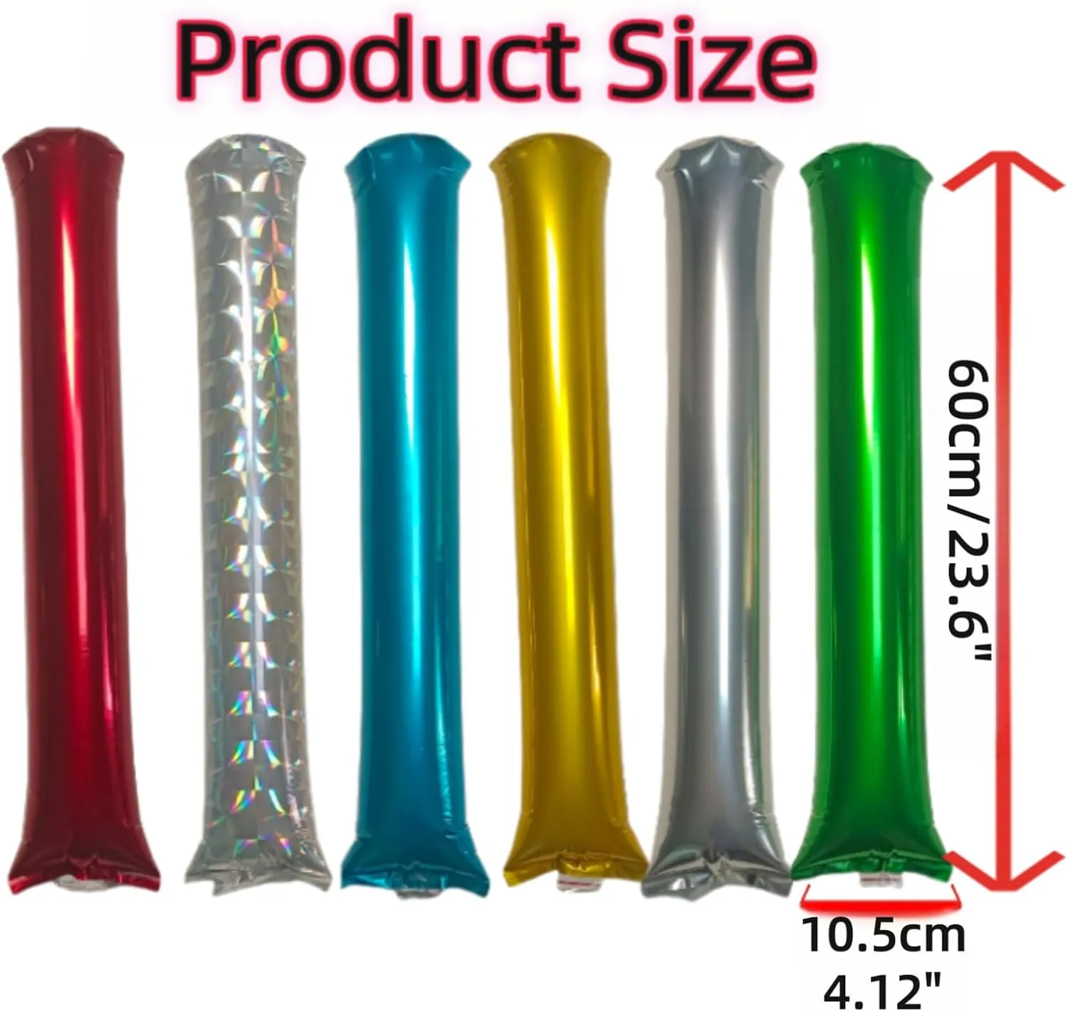 Maker Sports Supply (Silvery) 48pcs Round Head Boom illumination punch geographical feat Sticks Thunder Sticks Cheering Sticks Team Spirit Plastic Cheerleading Spirit Stick Clapper Inflatable Noise 
