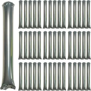 Maker Sports Supply (Silvery) 48pcs Round Head Boom illumination punch geographical feat Sticks Thunder Sticks Cheering Sticks Team Spirit Plastic Cheerleading Spirit Stick Clapper Inflatable Noise 