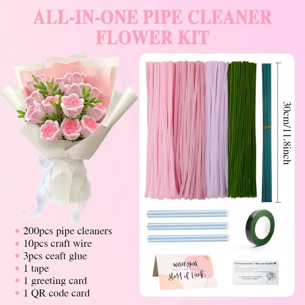 Making,Kids DIY Craft Projects and Decorations 216 pcs Pink OliveGreen Pipe Cleaners Set with Floral Wires & Gardening Tape, squirt transcend Chenille Stems Pipecleaners for Tulip Bouquet 