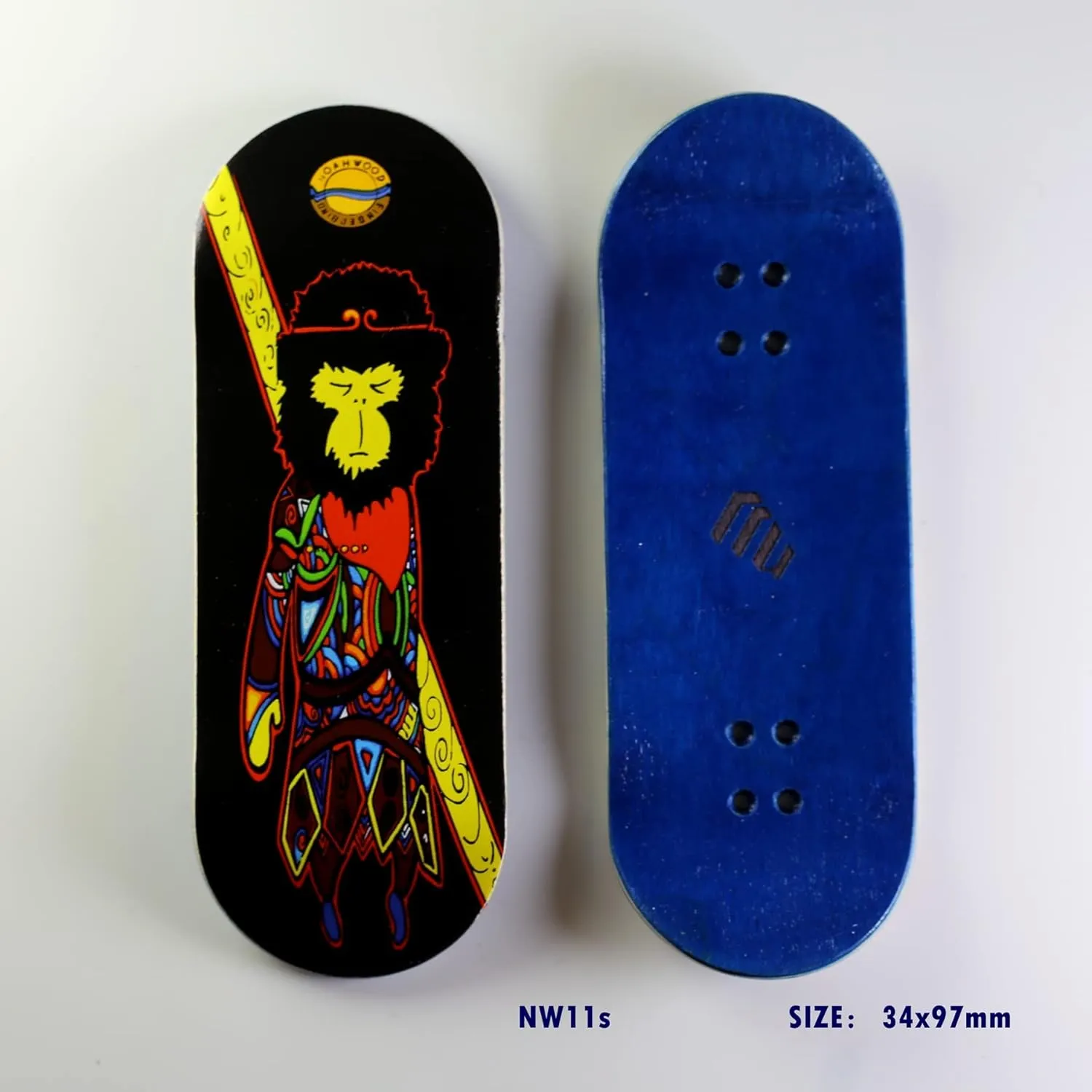Maple Wooden Handmade) (Update NOAHii 34mm Trucks) (NW iii Logo Handmade neurospora DNA Wheels) (Monkey King) Fingerboards (NW9.0 Kickflip Deck 98mmx34mm 5-Layer 