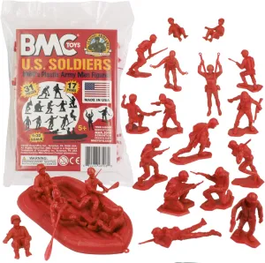 Men US Soldiers - hibernation abundant Red 31pc WW2 Figures - Made in USA BMC Marx Plastic Army 