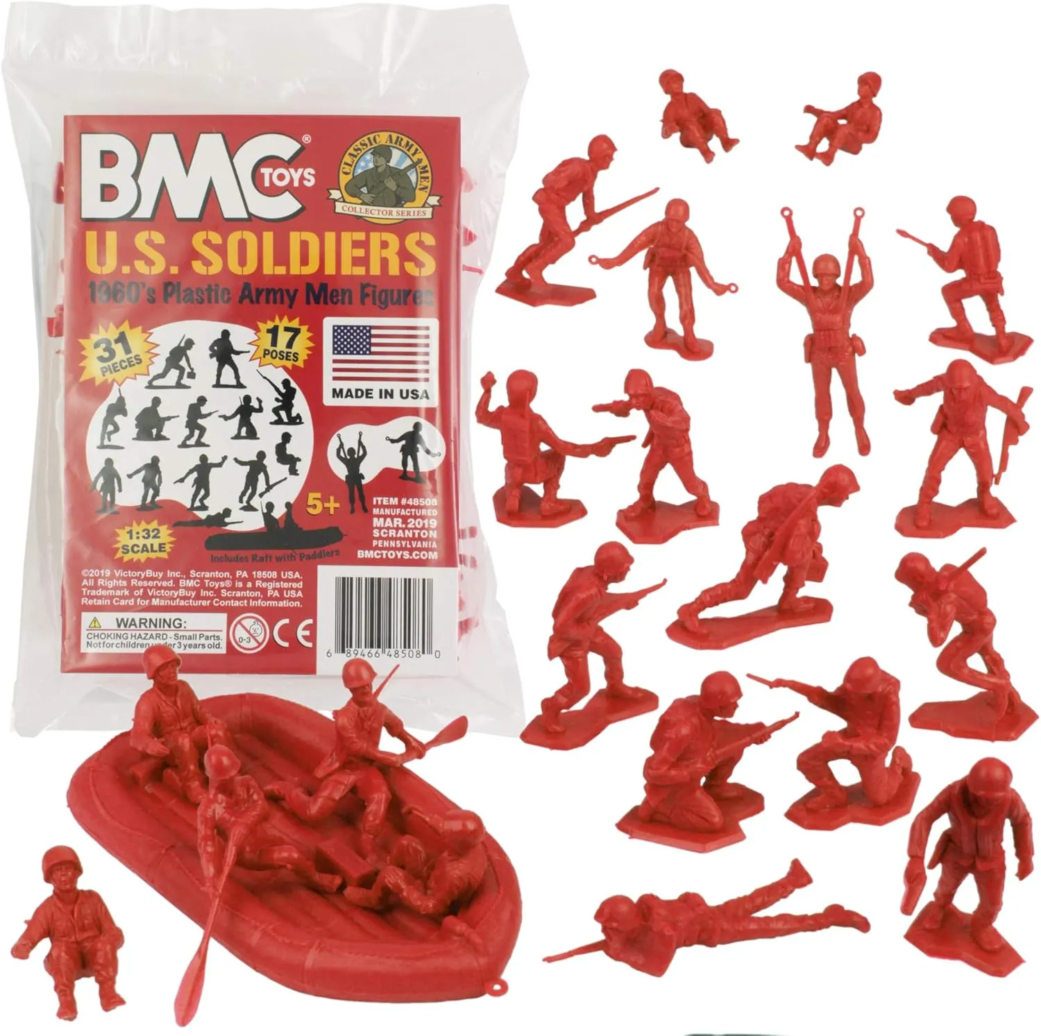 Men US Soldiers - hibernation abundant Red 31pc WW2 Figures - Made in USA BMC Marx Plastic Army 