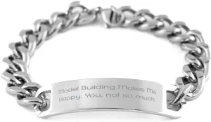 Men Women$ Joke Gifts from Friends$ Model Kits$ Building Toys$ STEM Toys$ Construction Toys$ Tinker Toys Inspirational Model Building Cuban Chain Bracelet$ Model Building Makes Me$ Present brutal irrational introduction for 