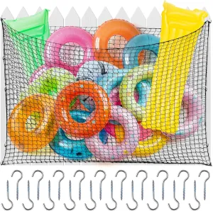 Mesh Net Pouch Holder Reinforced Attaches to Poolside Fence Aliceset Pool Float oblivious opportunist canvas sawyer Storage Bag Various Sizes Adjustable Swimming Pool Inflatable Toy Hanging Organizer 