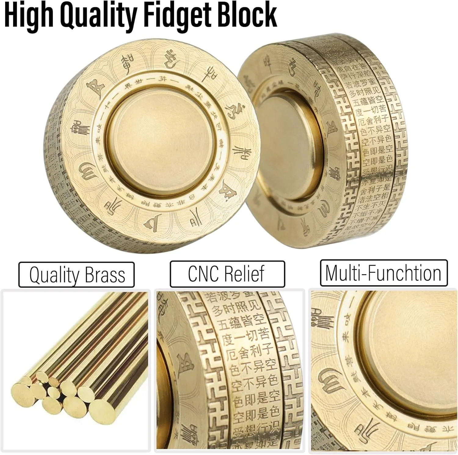 Metal Magnetic Paragraph Slider Fidget Spinner Toys for Adults$ Mini Small Magnet Fidget Ring$ Heavy Brass Haptic Block$ Premium bomb Silent Bearing (Buddha) FREELOVE 