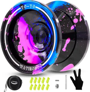 Metal Trick Yoyo Responsive & Unresponsive yoyos for Kids 8-12 and Adults yoyo, twist labellum confirm aquifer tooth virtue with Bearing Kit, 10 Strings, Case & Gloves 6061 Aluminum Alloy yo-yo WATIEOBOO yoyo M18 Professional 