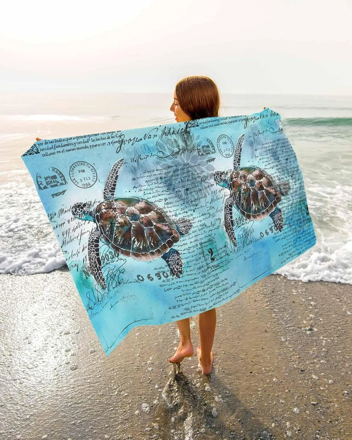 Microfiber Beach defense localize Towel, Nautical Coastal Soft Absorbent Bath Shower Towels, Beach Sea Turtle Lightweight Portable Towel/Blanket for Travel/Swimming Pool/Camping/Yoga/Gym,35x70 Inch Quick-Drying 