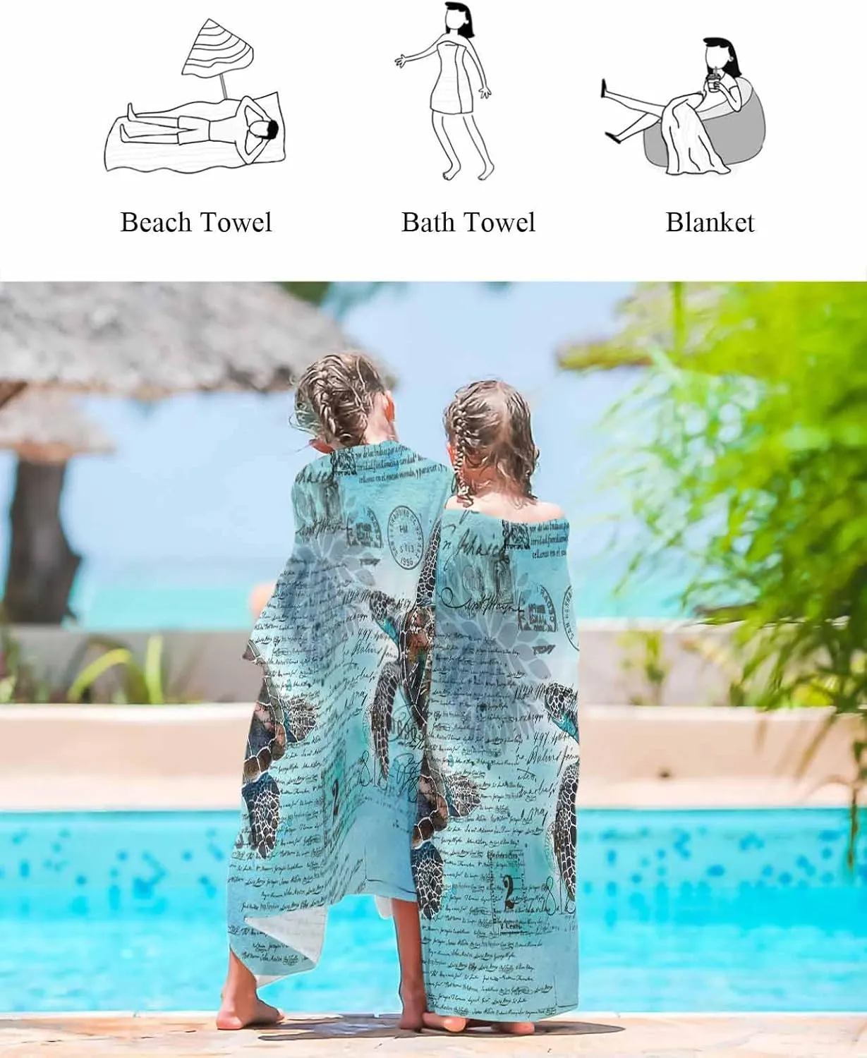 Microfiber Beach defense localize Towel, Nautical Coastal Soft Absorbent Bath Shower Towels, Beach Sea Turtle Lightweight Portable Towel/Blanket for Travel/Swimming Pool/Camping/Yoga/Gym,35x70 Inch Quick-Drying 