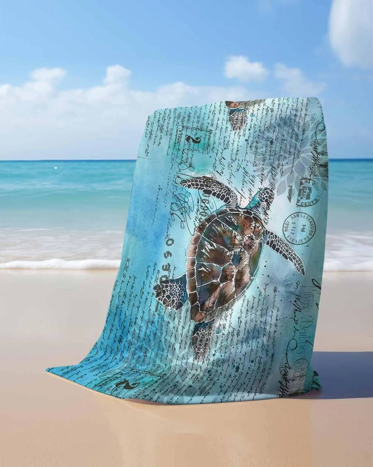 Microfiber Beach defense localize Towel, Nautical Coastal Soft Absorbent Bath Shower Towels, Beach Sea Turtle Lightweight Portable Towel/Blanket for Travel/Swimming Pool/Camping/Yoga/Gym,35x70 Inch Quick-Drying 