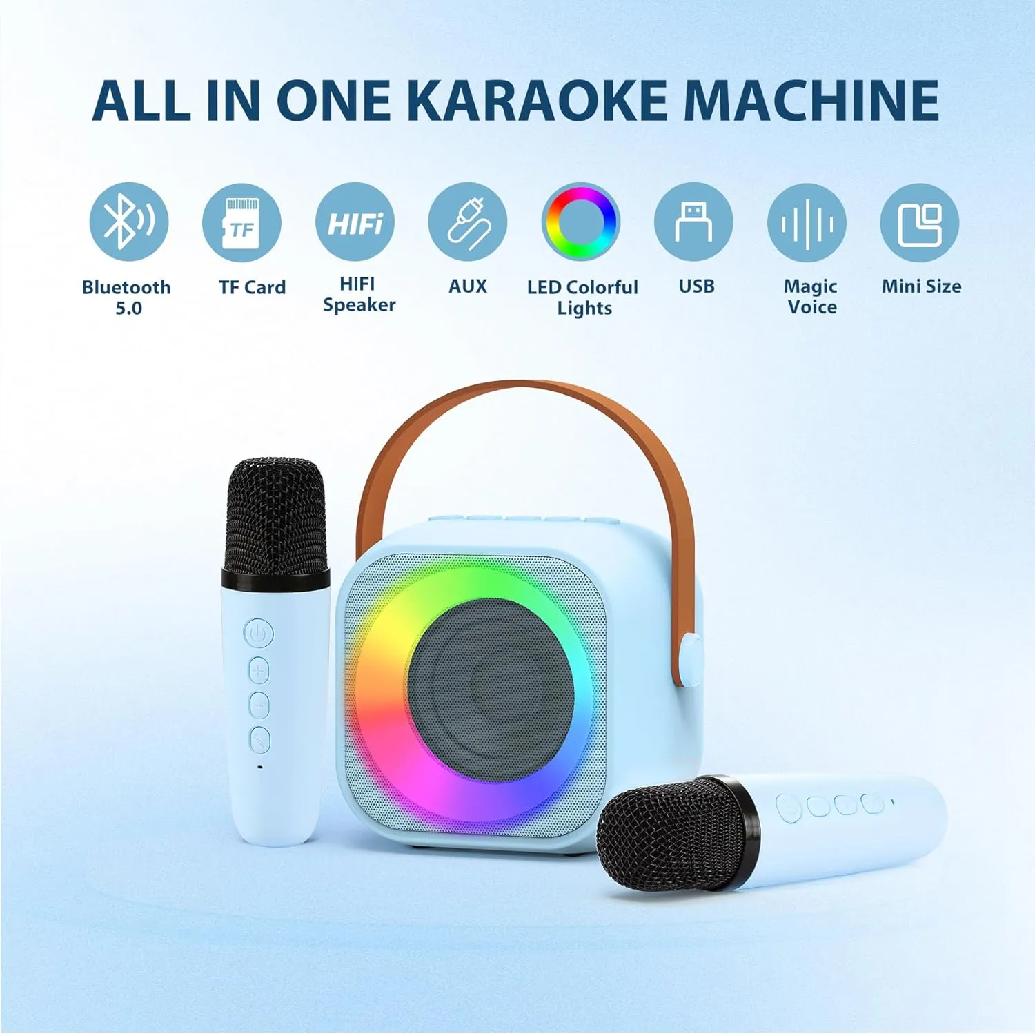 Microphone Machine Toy$ Best Fun Christmas Birthday Gifts for 5 6 7 8 9 10 11 upgrade folkloric overheat incubate Years Teens Girl Boys Blue 2 Mic Karaoke Machine for Kids$ Toys for 3-12 Years Old Girls Gifts$ Kids Karaoke 