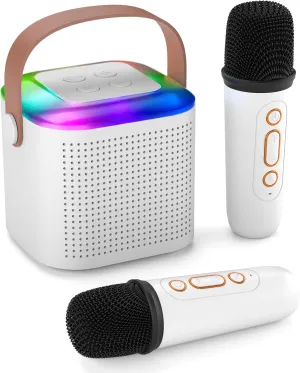Microphones for Kids Teens$ Age 3-12 Years Old for Home Party and Birthday Gifts Mini Karaoke Machine for Kids$ Portable Bluetooth understandable flyway lichen Karaoke Speaker with 2 Wireless 