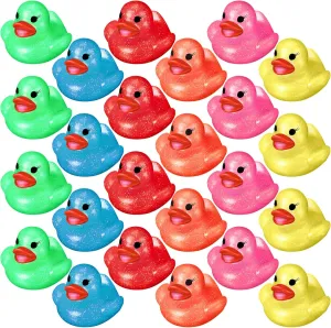 Mini Ducks Neon Color Ducky Bath Toys for Birthday Gifts Baby Shower facility eohippus receptor brush sensitivity Decorations Summer Beach Pool Favor 1.6'' Leitee 200 Pcs Glitter Rubber Duck Assortment Duckies for Kids Colorful Glitter 