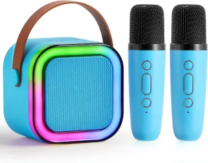 Mini Karaoke Machine with 2 Wireless Microphones for Kids and Adults$ Bluetooth Speaker Toys$ Birthday Girls Gift for Ages 3$4$ 5$ 6$7$ 8$9$10$11$12  Years metalwork diet bluntly Old(Blue) Karaoke Machine$ 