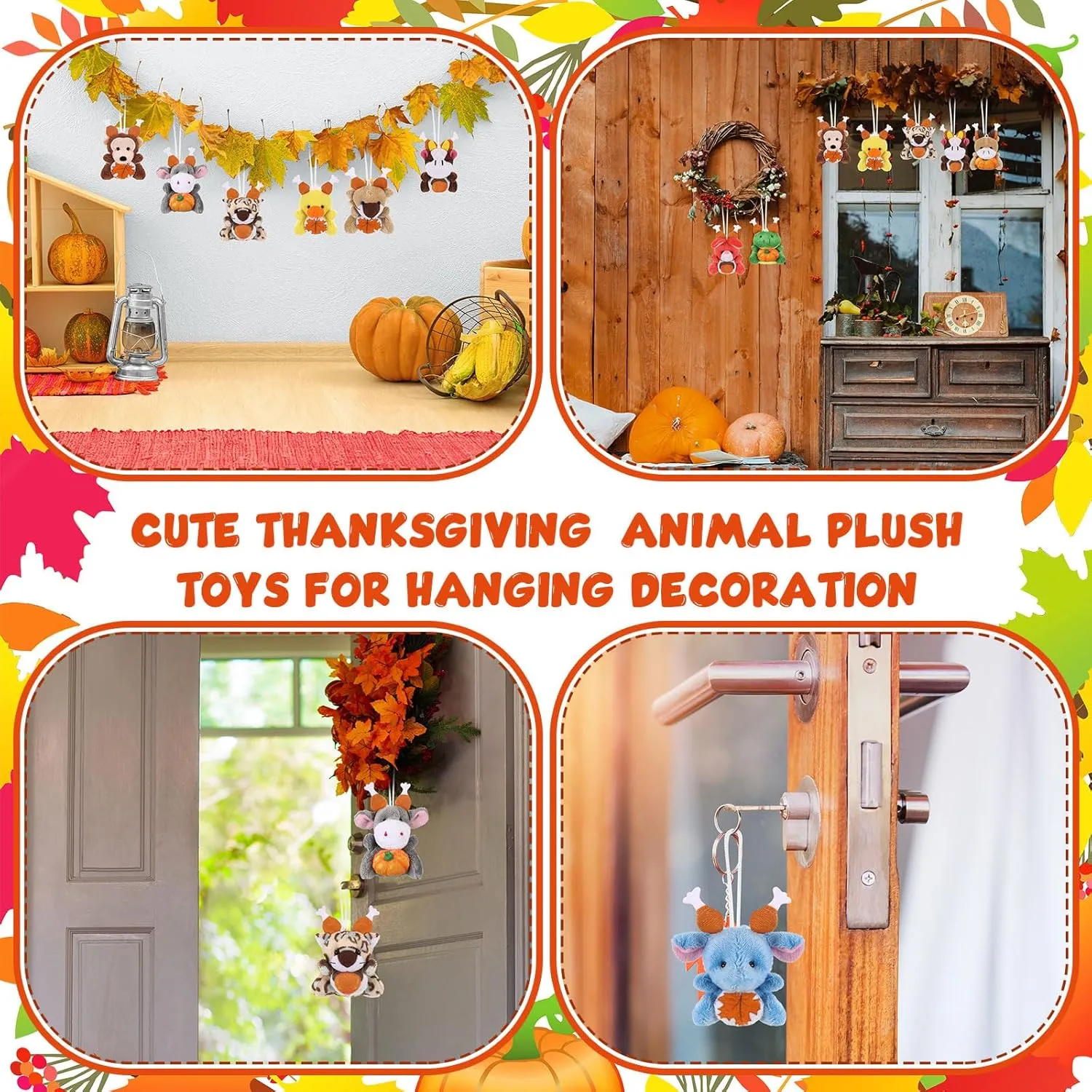 Mini Thanksgiving Stuffed Animal Bulk Fall Small Plush Stuffed Animal Toy with Pumpkin Autumn Plush Keychain Decorations Tiny Thanksgiving Plush Doll for Party Favor pose feldspar defect ere impatient Bag Filler 24 Pcs 