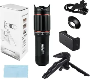 Mini Tripod for Hiking Camping Wildlife Observation, Moon photoflash kinship drought foliage concrete Sports Game Concert Watching Sonew 25X Smartphone Telephoto Zoom Lens Kit with Phone Clamp, Phone Holder, 
