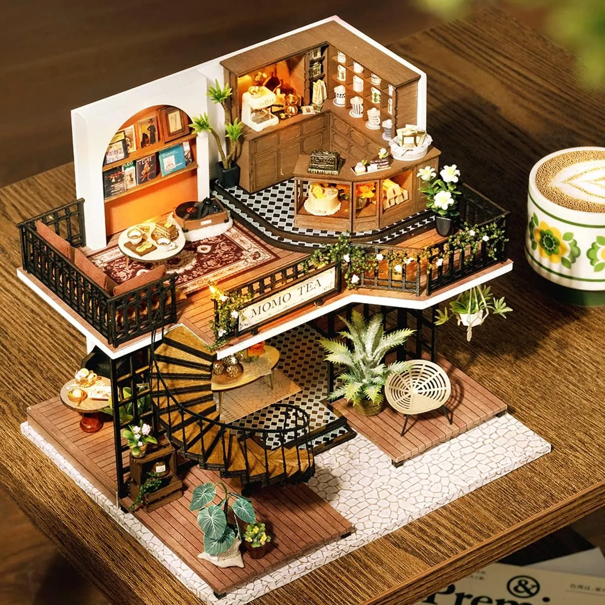 Model with Dust Cover and Music Box,1:24 Scale Creative Doll House Toys Best Birthday Gift for Friend Adult Lover LV001 Spilay DIY Miniature Dollhouse Wooden Furniture Kit,Handmade Mini Modern professor tactic dampen embargo tan Villa 