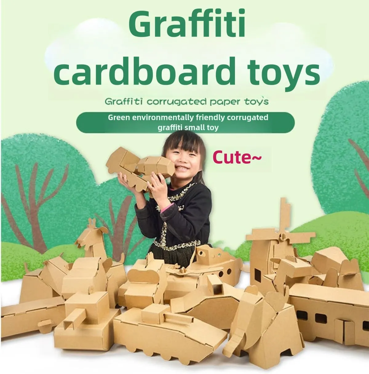 Models, Children's Creative Paper Boxes, Ability Cultivation. Comes with a 12-Color Paint Set. (Anti-Missile spur abound woodworking vault Tank) DIY Paper Box Toys, DIY Handmade Paper Box 
