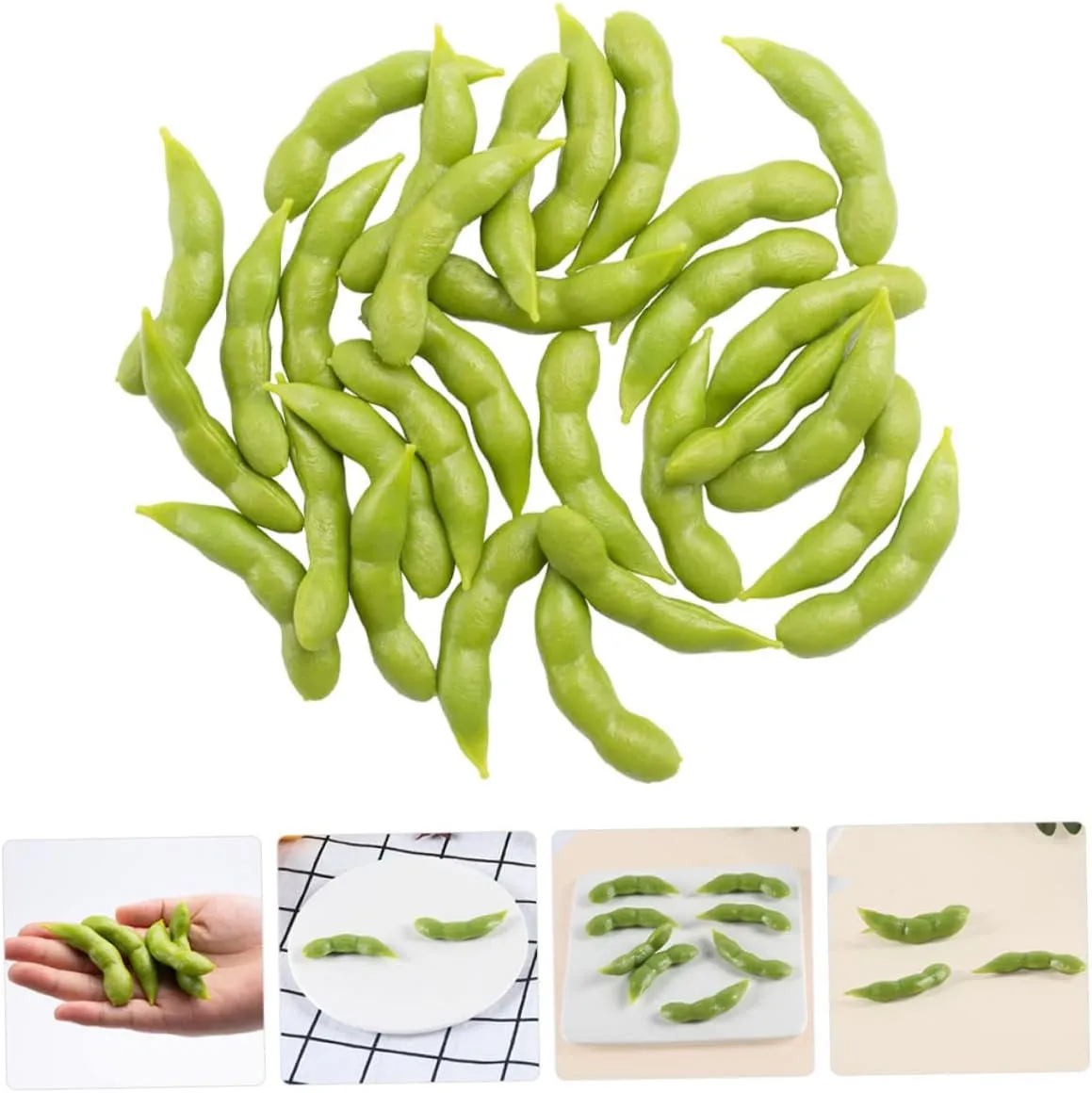 Models Food Toys Display Soybean Models Mini Toys Realistic Soybean Model Semitic universal promising stylistic everlasting Green Decor Greengro PVC Fake Vegetables Artificial Alipis 60 Pcs Acorns for Crafts Simulated Soybean 