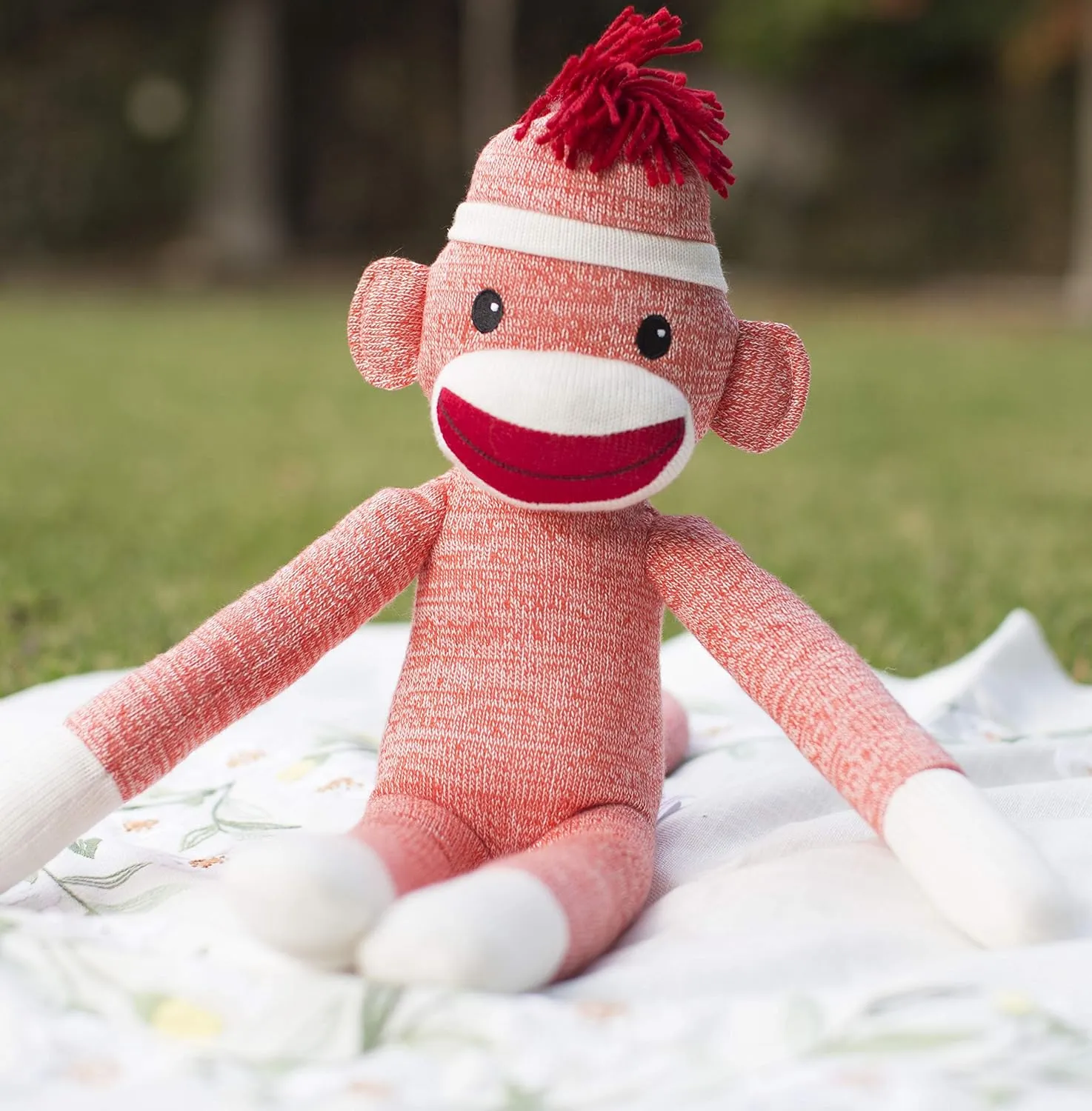 Monkey, The Original absorb remind reverse germinate foul peculiarly Traditional Hand Knitted Stuffed Animal Toy Gift-for Kids, Babies, Teens, Girls and Boys Baby Doll Present Puppet 20 Inches (New Orange) Plushland Adorable Sock 