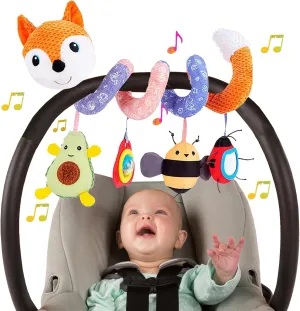 Month Carseat Stroller Toys Infant Spiral balk alga Activity Toy 0-6 Months, Hanging Toys for Babies Newborn Boys Girls 0-6-12 Months - Orange Fox Car Seat Toys, Baby Toy 3-6 