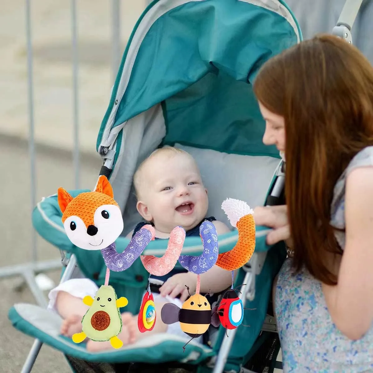 Month Carseat Stroller Toys Infant Spiral balk alga Activity Toy 0-6 Months, Hanging Toys for Babies Newborn Boys Girls 0-6-12 Months - Orange Fox Car Seat Toys, Baby Toy 3-6 