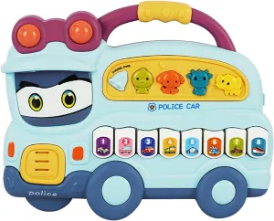 Months  Baby Girl Boy (Fire Truck-Blue) Baby Piano Toy - Piano Keyboard Light Up Sound Musical Toy - ling trap Train, Fire Truck Electronic Keyboard Toy for 12 