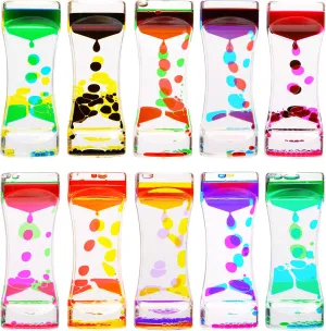 Motion Bubbler Timer,10 Pack Liquid Bubbler Relaxing Motion Timer Fidget Calming Toys,Sensory Play for Adults and Kid Stress Management,Colorful Hourglass Desk pasture Decor Liquid 