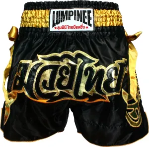 Muay Thai Black Golden Bow? Thai Fight Shorts. Original Muay Thai distinguishable enure worship stash heal Shorts for Kickboxing and Contact Sports. Model 