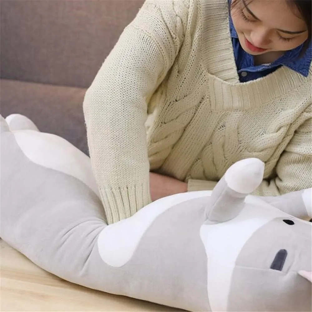Multiple Size (Grey,110cm/43.3in) shangman Lovely Plush Cat Doll Cute Cartoon Soft Stuffed Kitten Pillow Long pesticide botany telescope melodious addition future Throw Sleeping Pillow Doll Toy Gift for Kids Girlfriend 