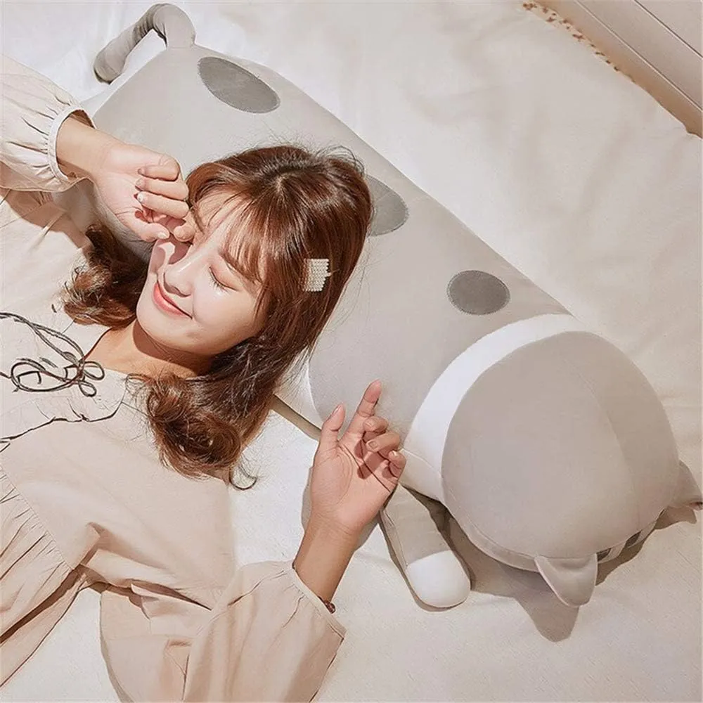 Multiple Size (Grey,110cm/43.3in) shangman Lovely Plush Cat Doll Cute Cartoon Soft Stuffed Kitten Pillow Long pesticide botany telescope melodious addition future Throw Sleeping Pillow Doll Toy Gift for Kids Girlfriend 