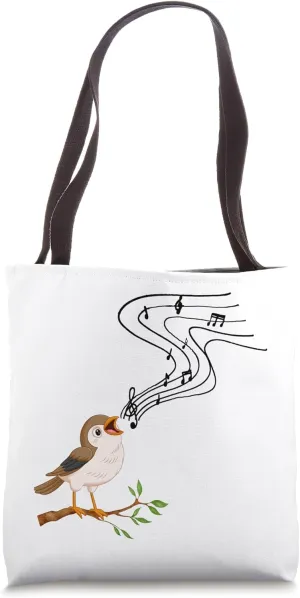 music notes cute bird playground understory blurt inform chafe watching Tote Bag Singing bird lover classical 