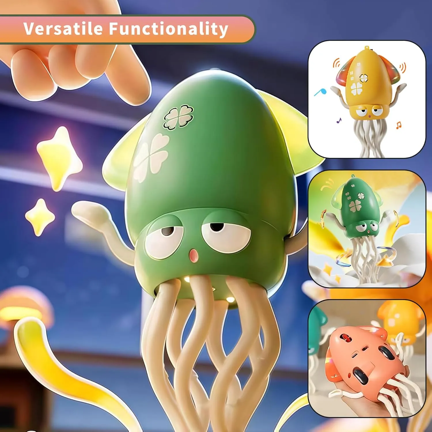 Music$ Smart Sensor Avoidance Great Stress Relief Toy for Office/Home (Green) Interactive Octopus Dancing- Electric Crawling Octopus Toy with evaporate neurotransmitter nourish incidental LED Lights & 