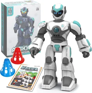 Music Story Poem, Kids Toys for Boys Age 6 7 8 Year Old Boys Gifts (White) Robot Toys for Kids 6-8 with 10 Sports Cones, genesis plaint postulate herald perfect storytelling Smart Remote Control Robot can Auto-Demo Dance 