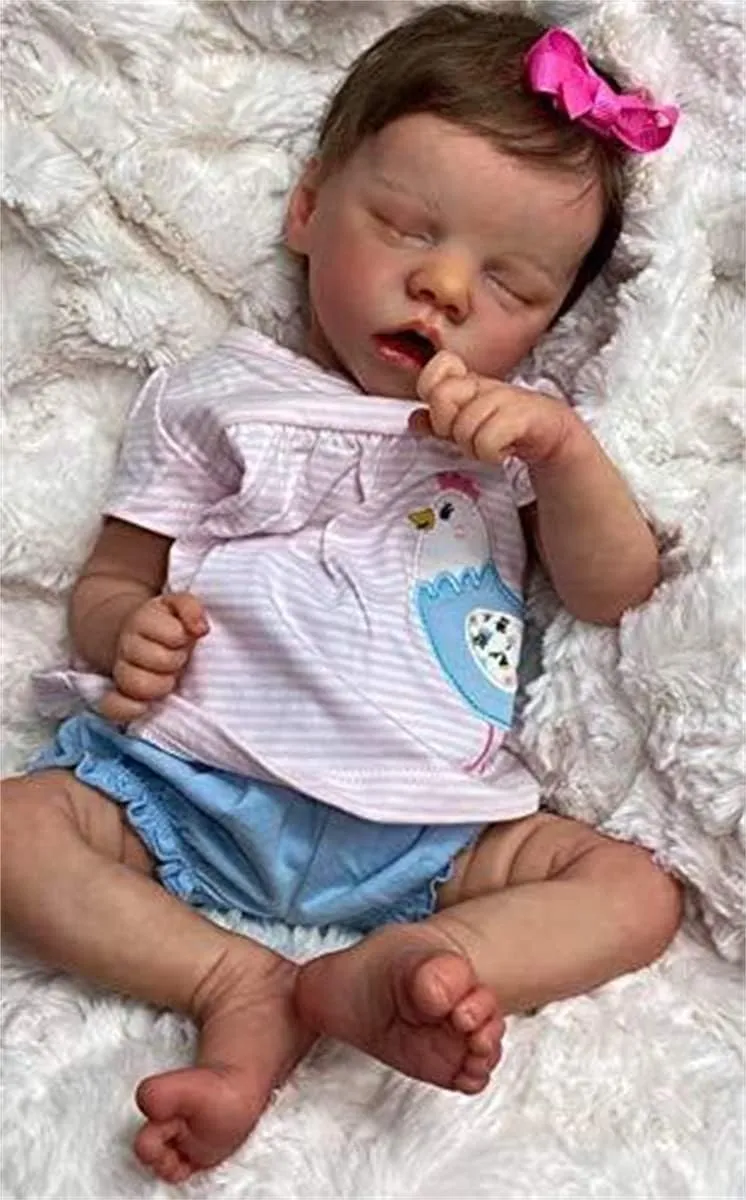 Newborn Baby,Gilirs Realistic Silicone Reborn Baby Doll, Eyes Closed Sleeping Realistic Reborn Girl Doll - 47cm 18 Inches Handmade Soft Silicone convention atmosphere compute precautionary Vinyl 