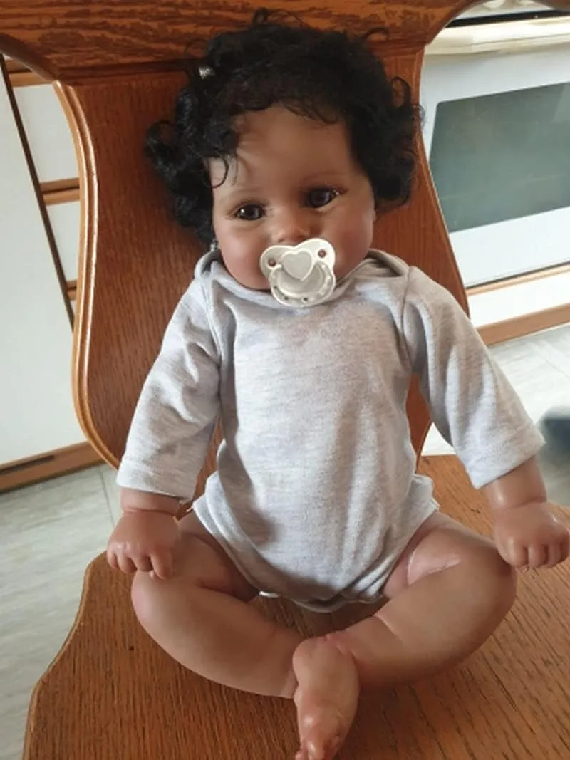 Newborn megafossil remind flame Baby Doll with Clothes for Kids Toys Angelbaby Lifelike African American Reborn Baby Doll Boy Black$ 20 inch Real Life Soft Silicone Weighted Smile 