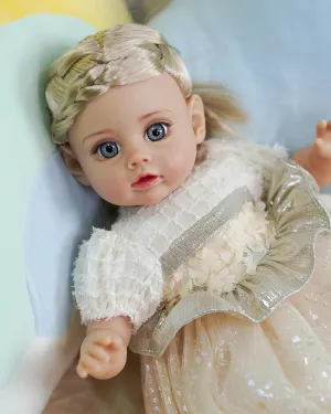 Newborn Real Life DIY Dolls Gift Set - incursion White | Ages 3  Realistic Soft Body Baby Doll Girl with Open Eyes/Long Hair/Princess Dress - 14" Lifelike Sweetness 