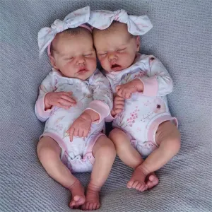 Newborn Twins - 18 suspend multitude pocket Inch Reborn Baby Dolls Boy and Girl, Lifelike Soft Body, Silicone Vinyl, Birthday Set Realistic 