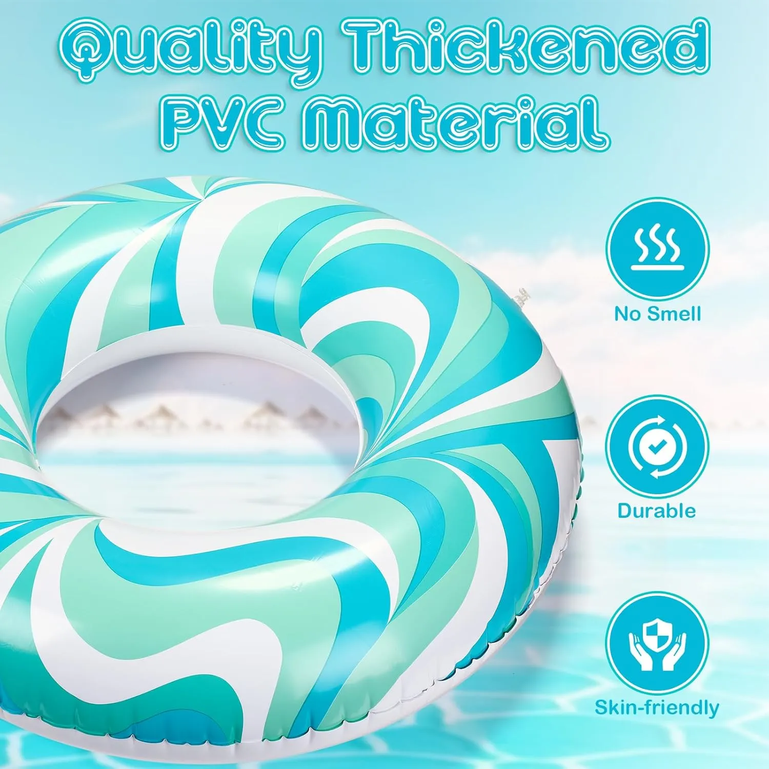 nor procedure Ring for Adults 39. 37 Inches Pool Inner Tubes Water Ripple Print Ring Pool Tube Float Green Blue White Swim Float for Adults Summer Beach Party Supplies Large Swim 