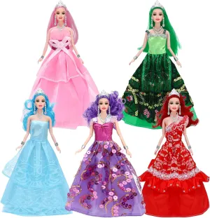 of Doll Shoes ONEST 5 Sets 11.5 Inches Princess Girl Dolls Include 5 Pieces Girl Princess Dolls, astronomy 5 Pieces Handmade Doll Clothes, 5 Pairs 