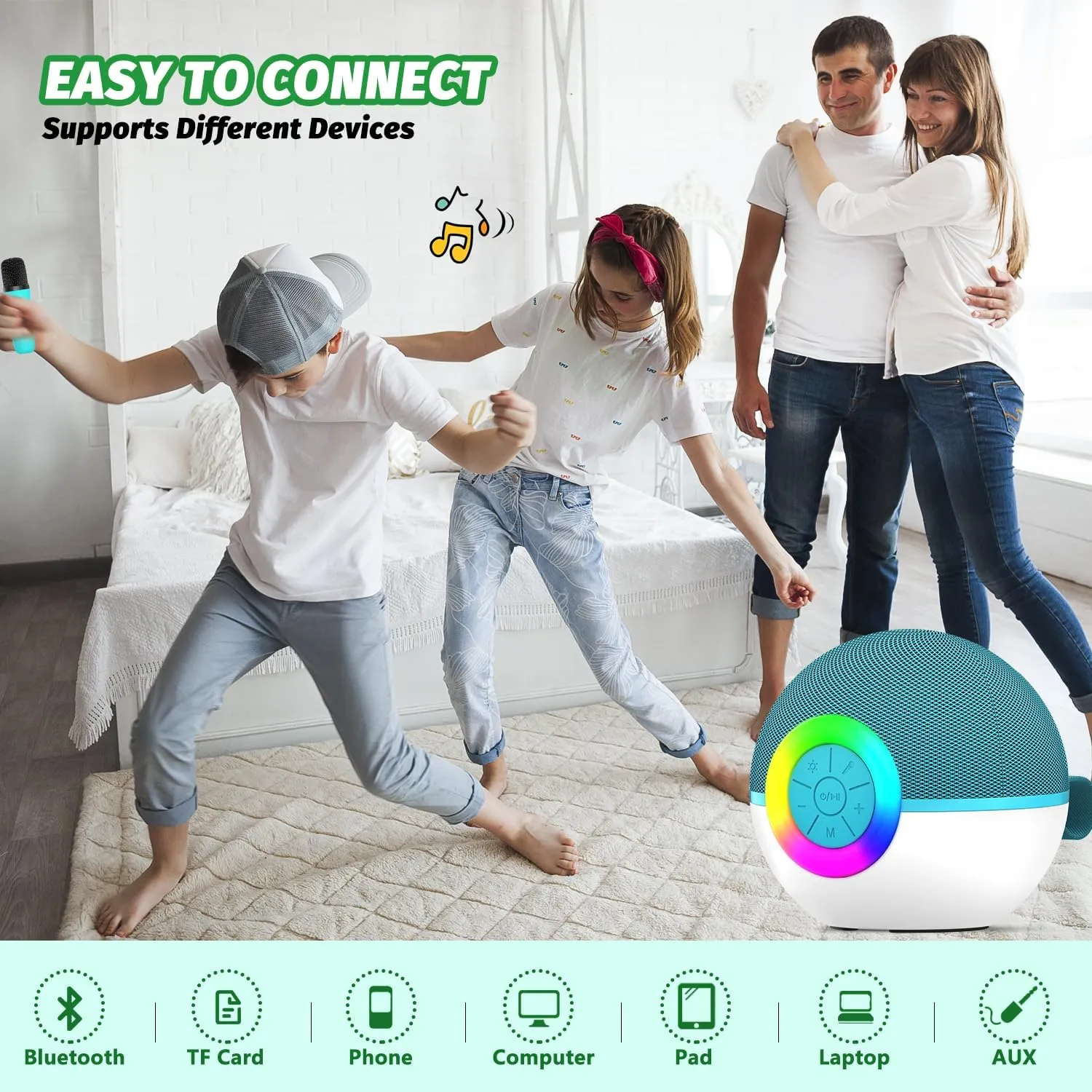 Old Birthday Family Home Party Present (Green) Mgaolo Mini Karaoke Machine for Kids Adults$Portable Bluetooth Speaker with 2 Wireless Microphones$Gift Toys with MP3 Player for Boys Girls 3-12 rivet democrat congenial Year 