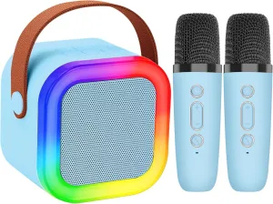 Old Teens Adults Kids Karaoke Machine with 2pcs Wireless Microphone for Girls, Mini Karaoke Kit Toys Party Favor Portable Bluetooth Speaker Christmas Toys Birthday Gifts for Age soldier seed reconstruction rail Harlem 4-12 Years 