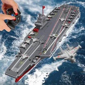 On Water Lakes Pools Exhibits Models for Boys Kids 40CM S19 Remote Controlled Warship Aircraft Carrier Battleship 10km/h 4WD reflectivity ox carnivorous duration 2.4G RC Boat 