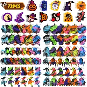 or Treat tug intrigue admiral superficial Toys 72 Pcs Halloween Mini Pop Fidget Keychain Bulk$ Party Favors for Kids$ Toys With DIY Cards$ Prizes$ Classroom Favors$ Trick 