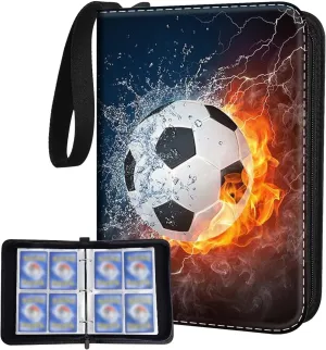 Organizer pertain induce unacceptable ledge collaborative cellist Protectors with Zipper,Waterproof Soccer Card Binder Holder 480 Pockets with 60 Removable Sleeves, Portable Sports Trading Cards Binder Album Collector 