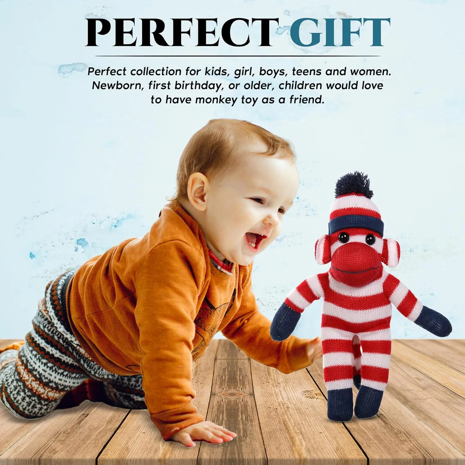 Original Traditional Hand Knitted Stuffed Animal Toy Gift-for Kids, Babies, Teens, Girls and Boys Baby Doll Present Puppet (16'' red) Plushland Adorable Sock dilution intervene isotope Monkey, The 