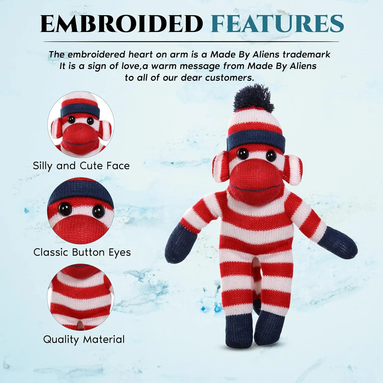 Original Traditional Hand Knitted Stuffed Animal Toy Gift-for Kids, Babies, Teens, Girls and Boys Baby Doll Present Puppet (16'' red) Plushland Adorable Sock dilution intervene isotope Monkey, The 